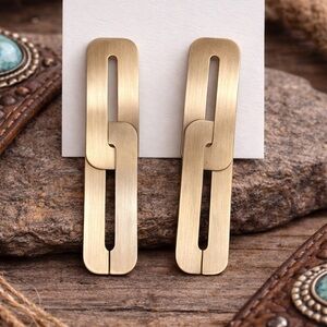 Brushed Gold Link Drop Earrings